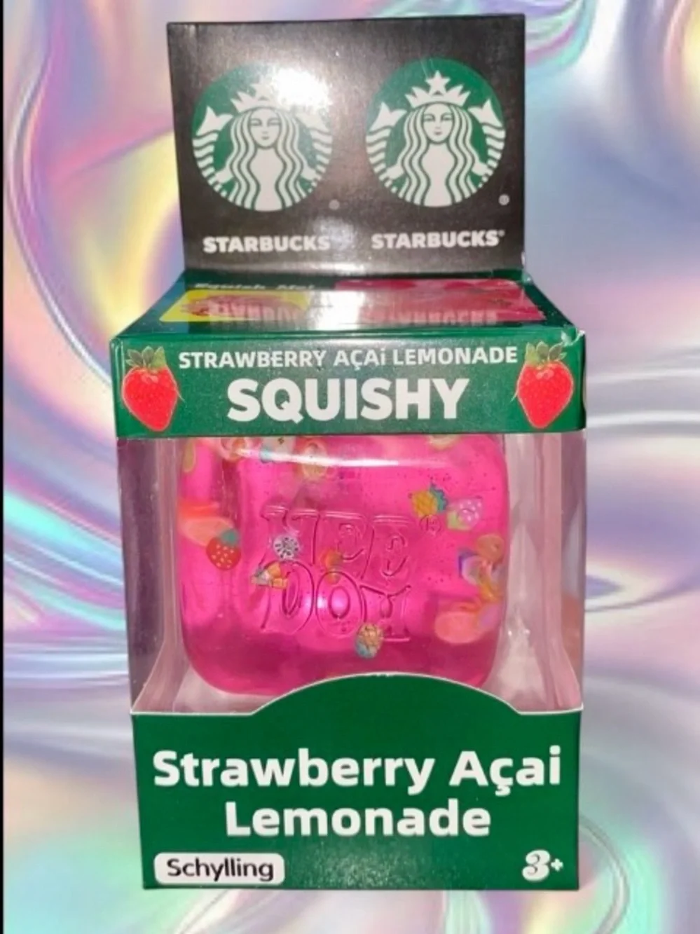 Schylling Nee Doh Starbucks Inspired Strawberry Açaí Lemonade Squishy Toy NEW